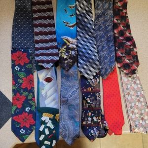 Tie Lot of 12, 100% silk and 100% polyester